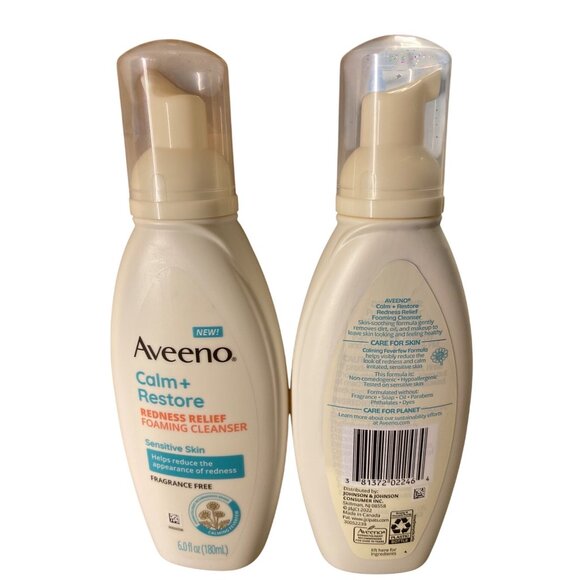 Aveeno Calm + Restore Redness Relief Foaming Cleanser 6 Fl Oz (2 Pack) For Sensi - Picture 2 of 4